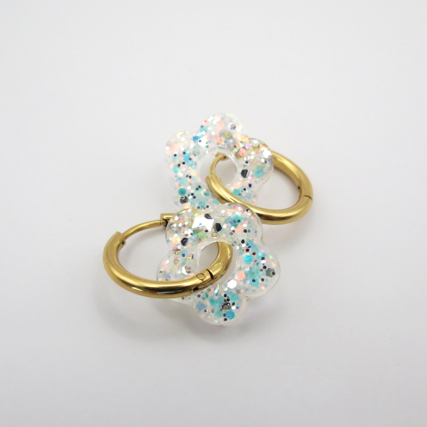 Créoles mini fleurs CHLOÉ - Crystal