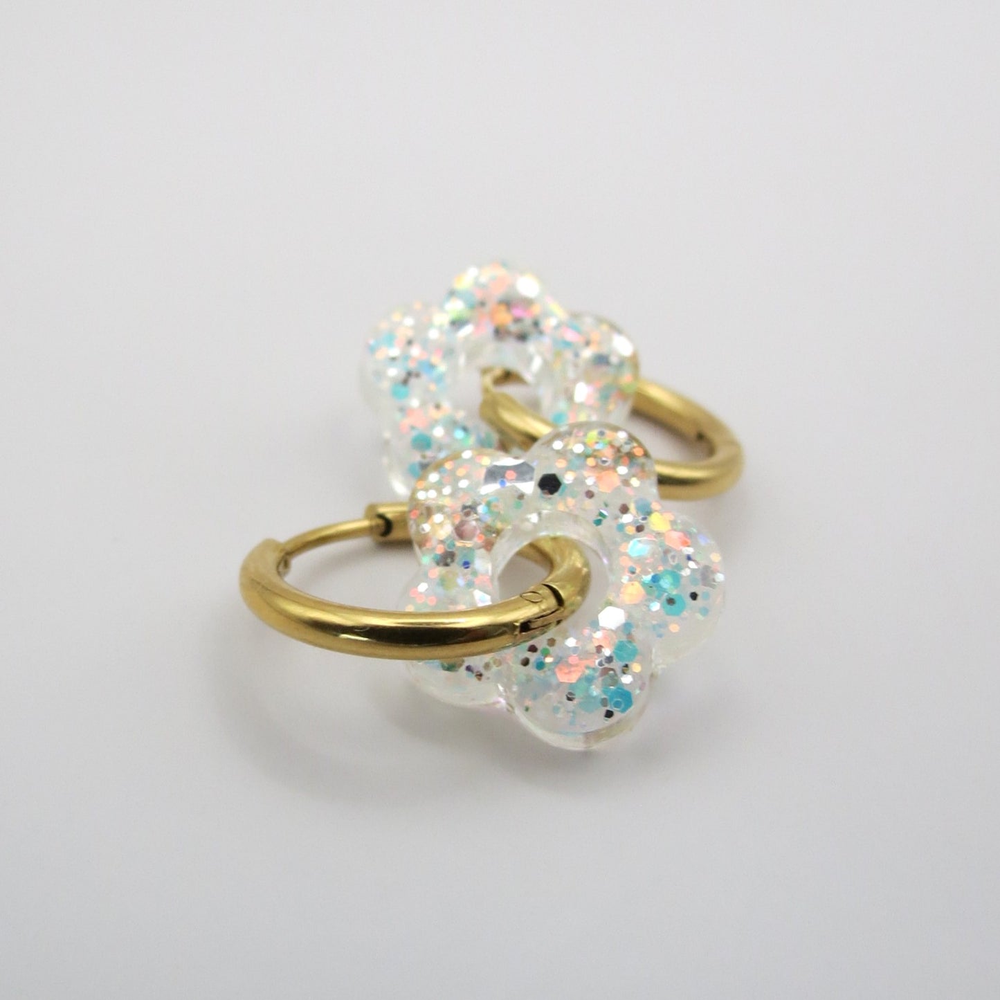 Créoles mini fleurs CHLOÉ - Crystal