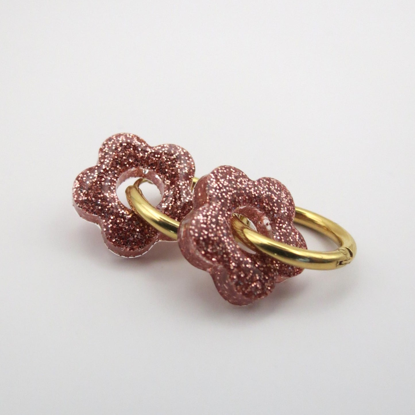 Créoles mini fleurs CHLOÉ - Rose Doré