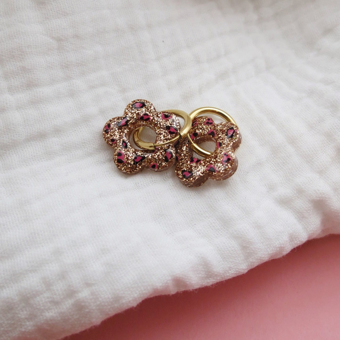 Créoles CHLOE - Léopard Bronze/Fushia