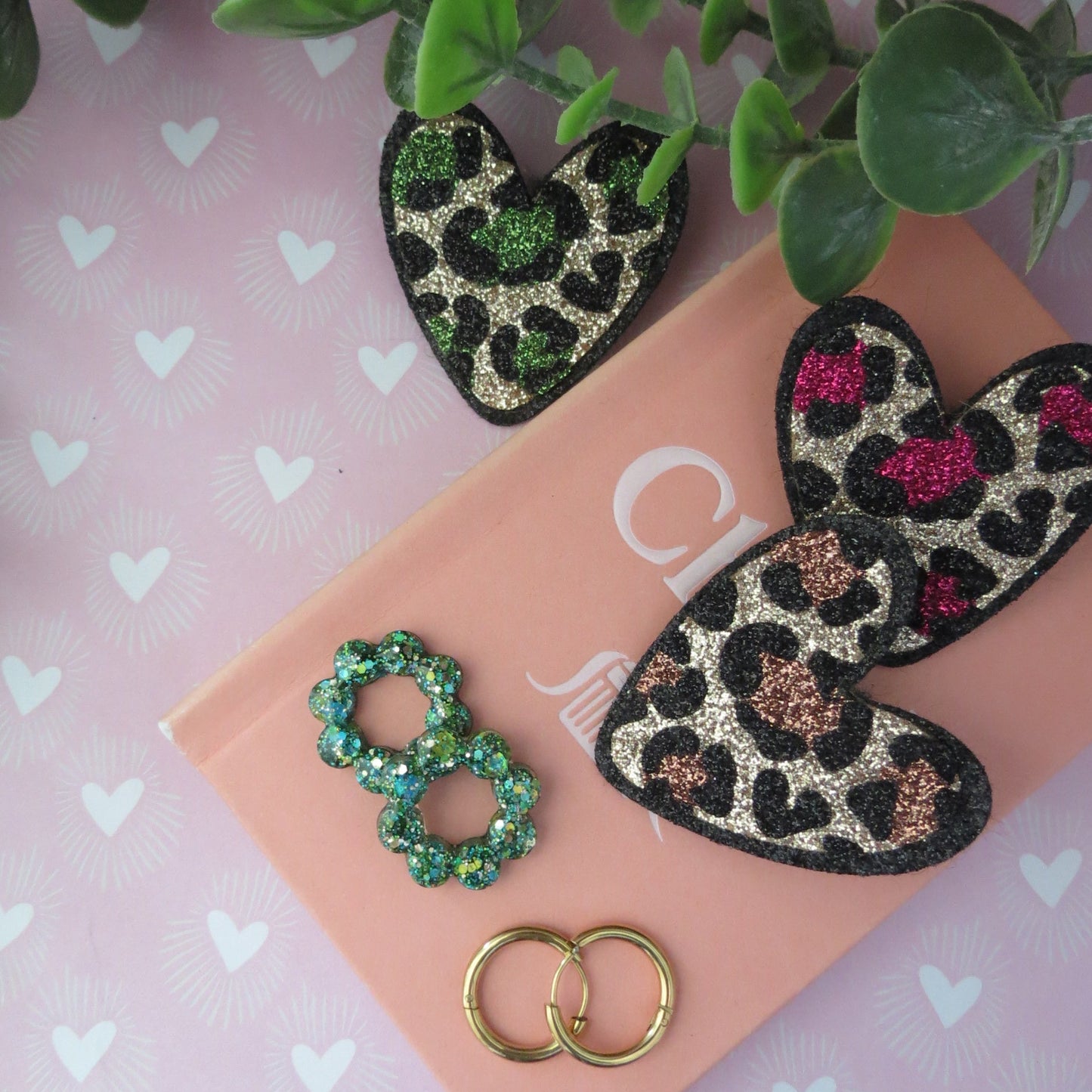 Broche pailletée "EDITH" - Or/Moccha/Noir