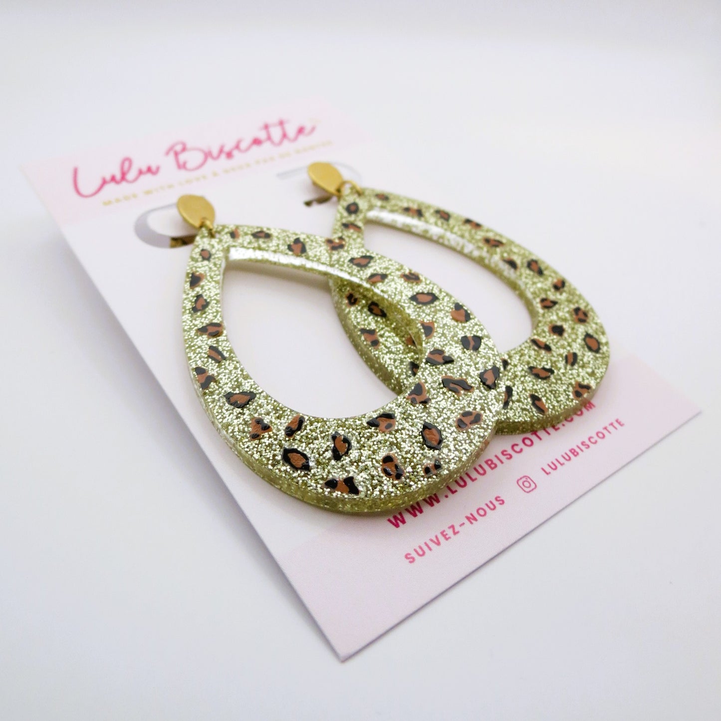 Boucles d'Oreilles MIRA -Léopard Doré/Marron