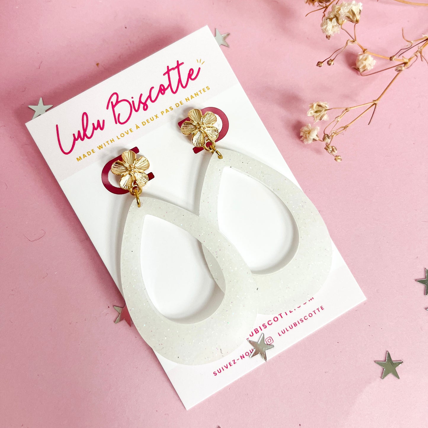 Boucles d'Oreilles IRIS- Neige