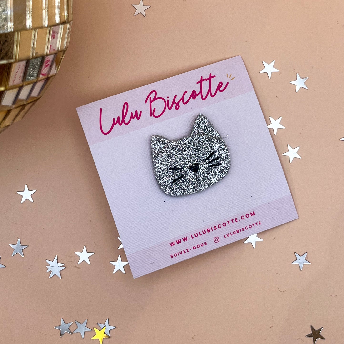 Pin's pailleté CHAT