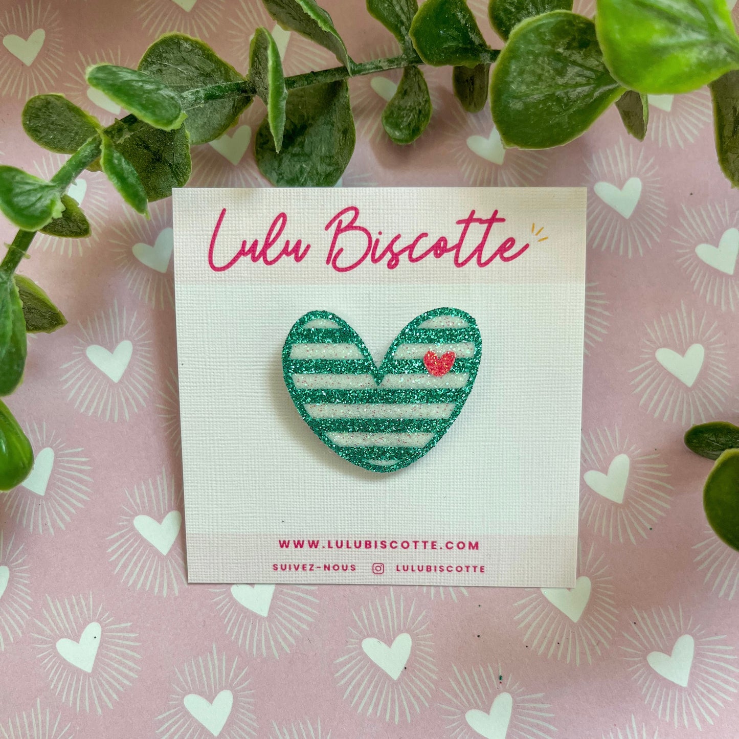Pin's pailleté COEUR MARINIERE - Mint
