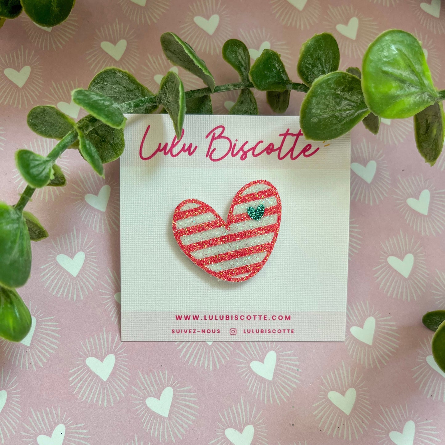 Pin's pailleté COEUR MARINIERE - Corail