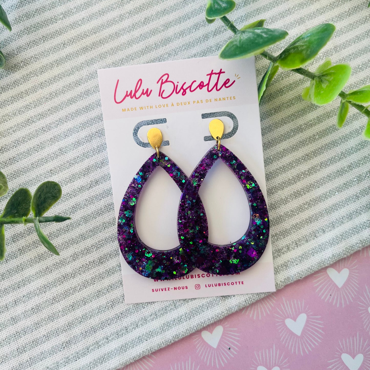 Boucles d'Oreilles MIRA - Violet Holo