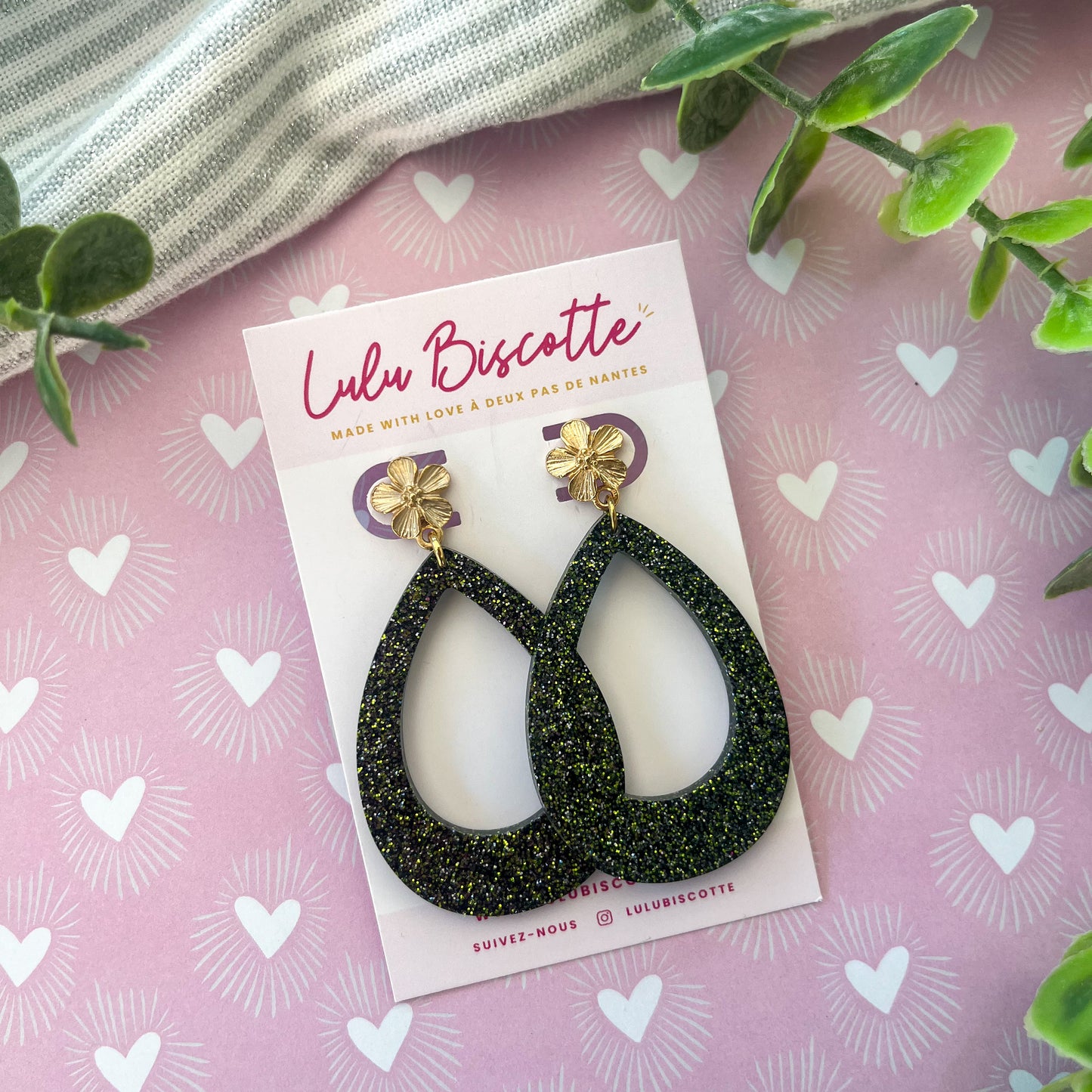 Boucles d'Oreilles IRIS- Olive