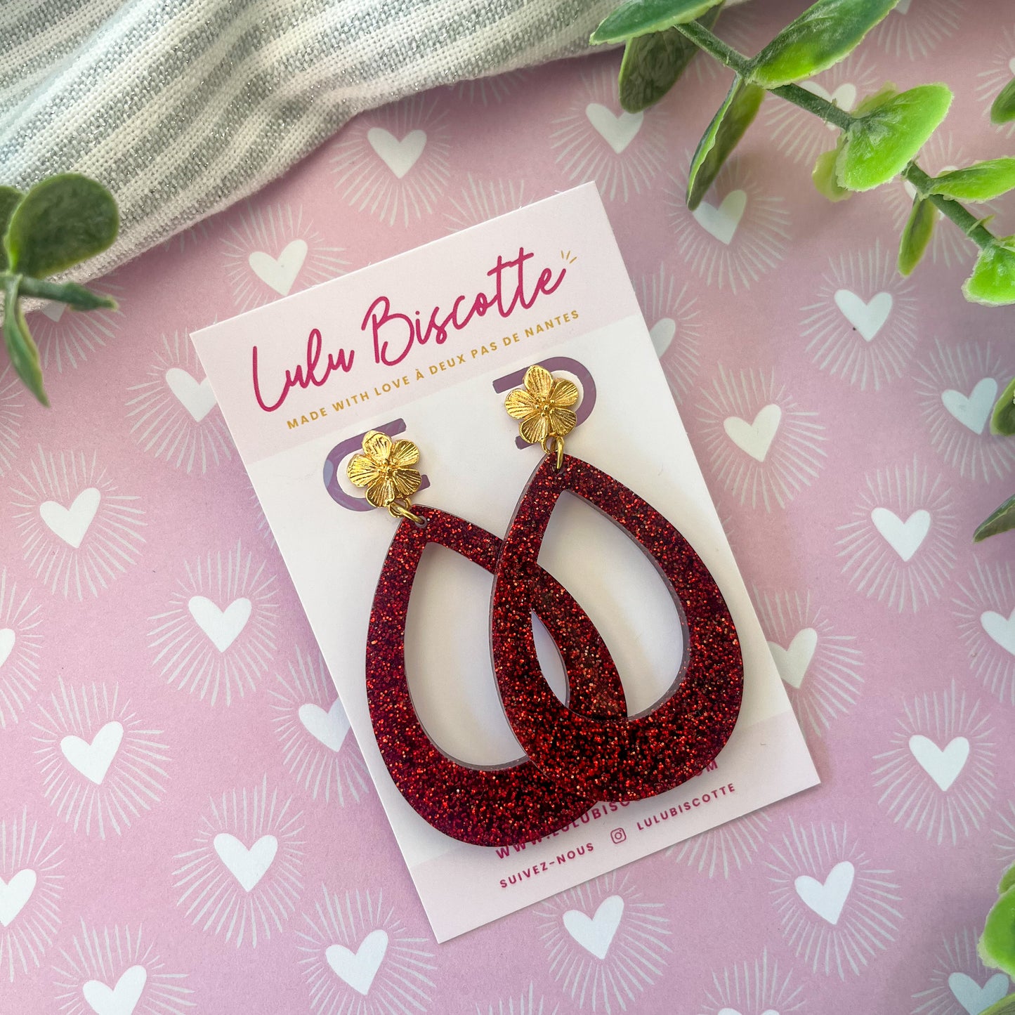 Boucles d'Oreilles IRIS- Rouge