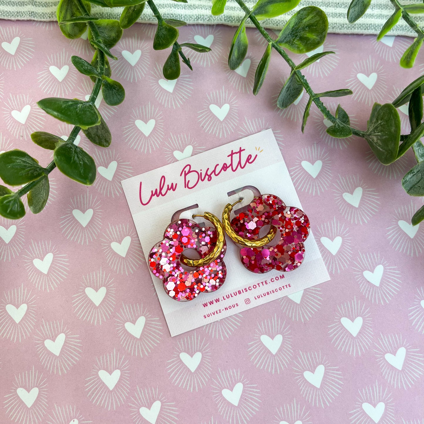 Créoles Maxi CHLOE - Rouge/Rose