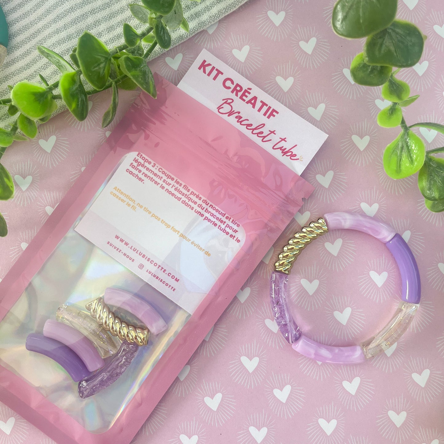 Kit créatif Bracelet tubes - Lilas
