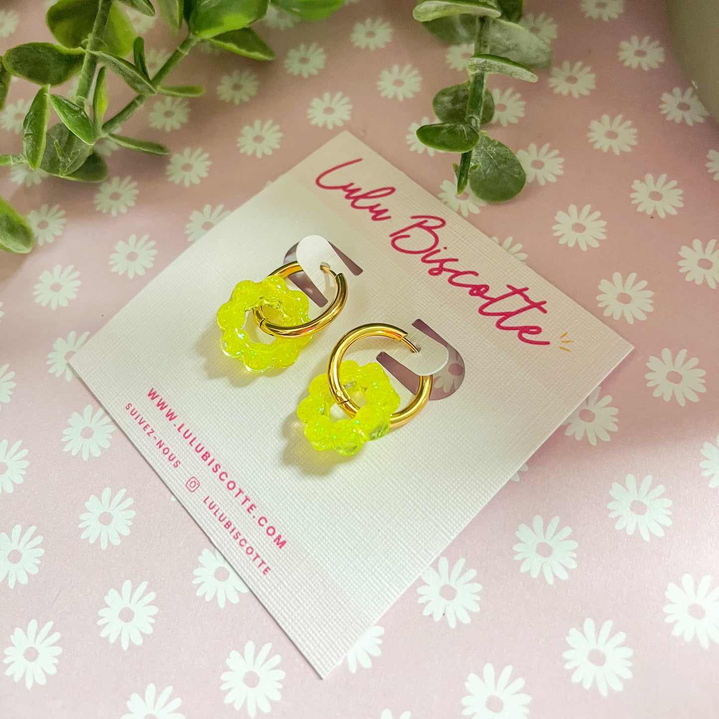 Créoles Mini ALICE - Jaune Néon