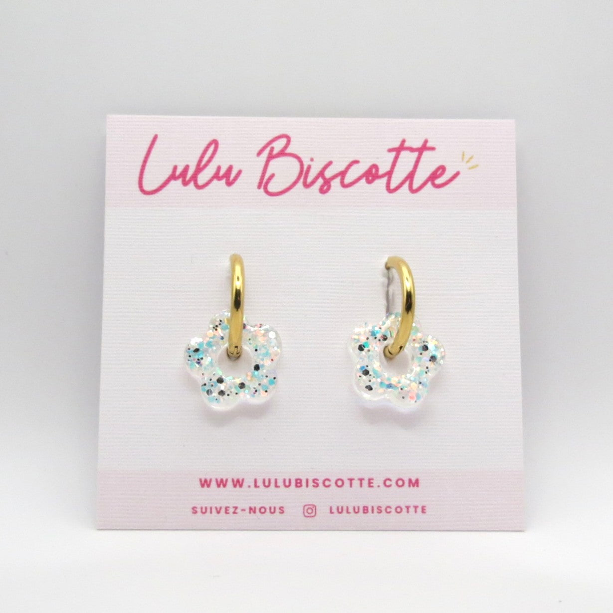Créoles mini fleurs CHLOÉ - Crystal