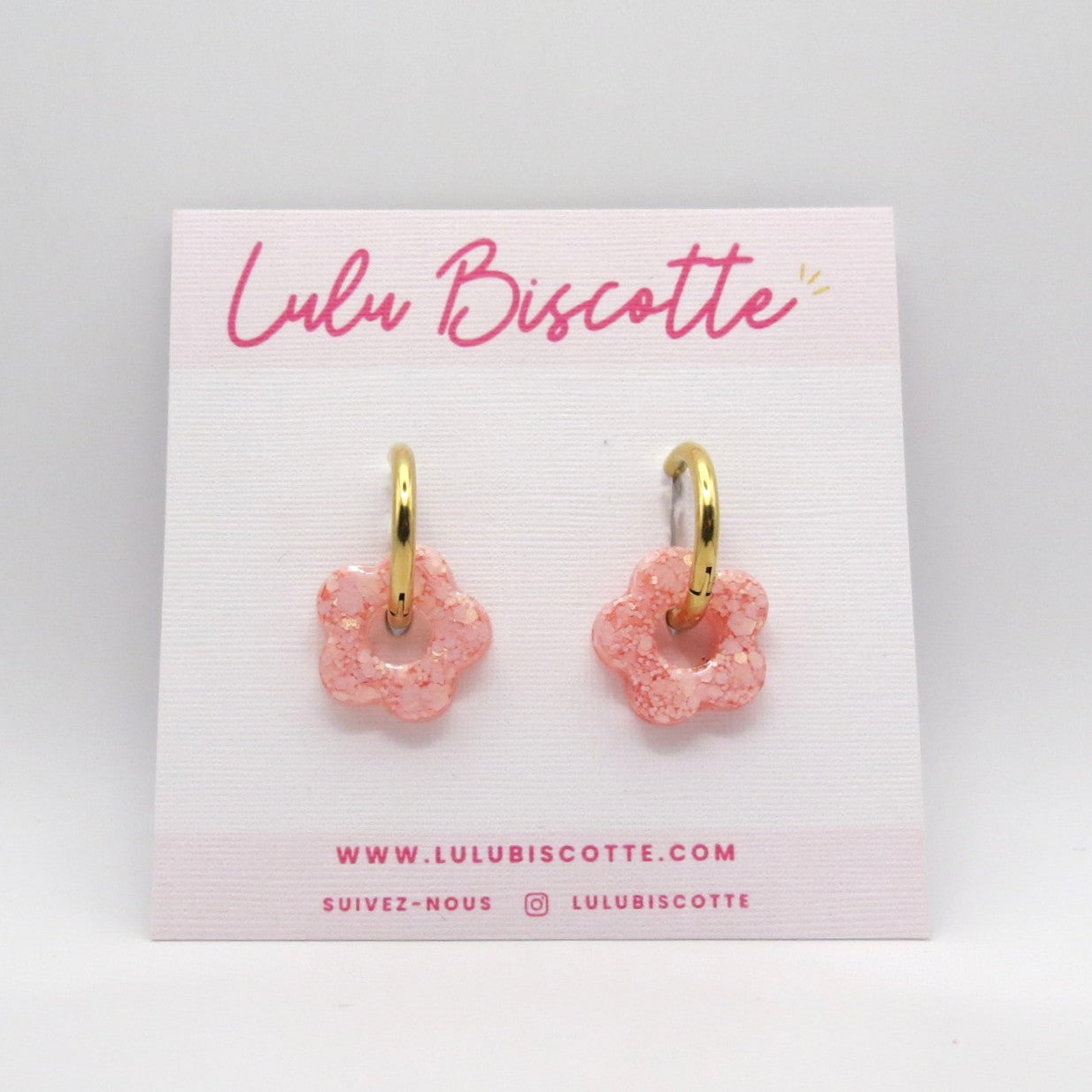 Créoles mini fleurs CHLOÉ - Bubblegum