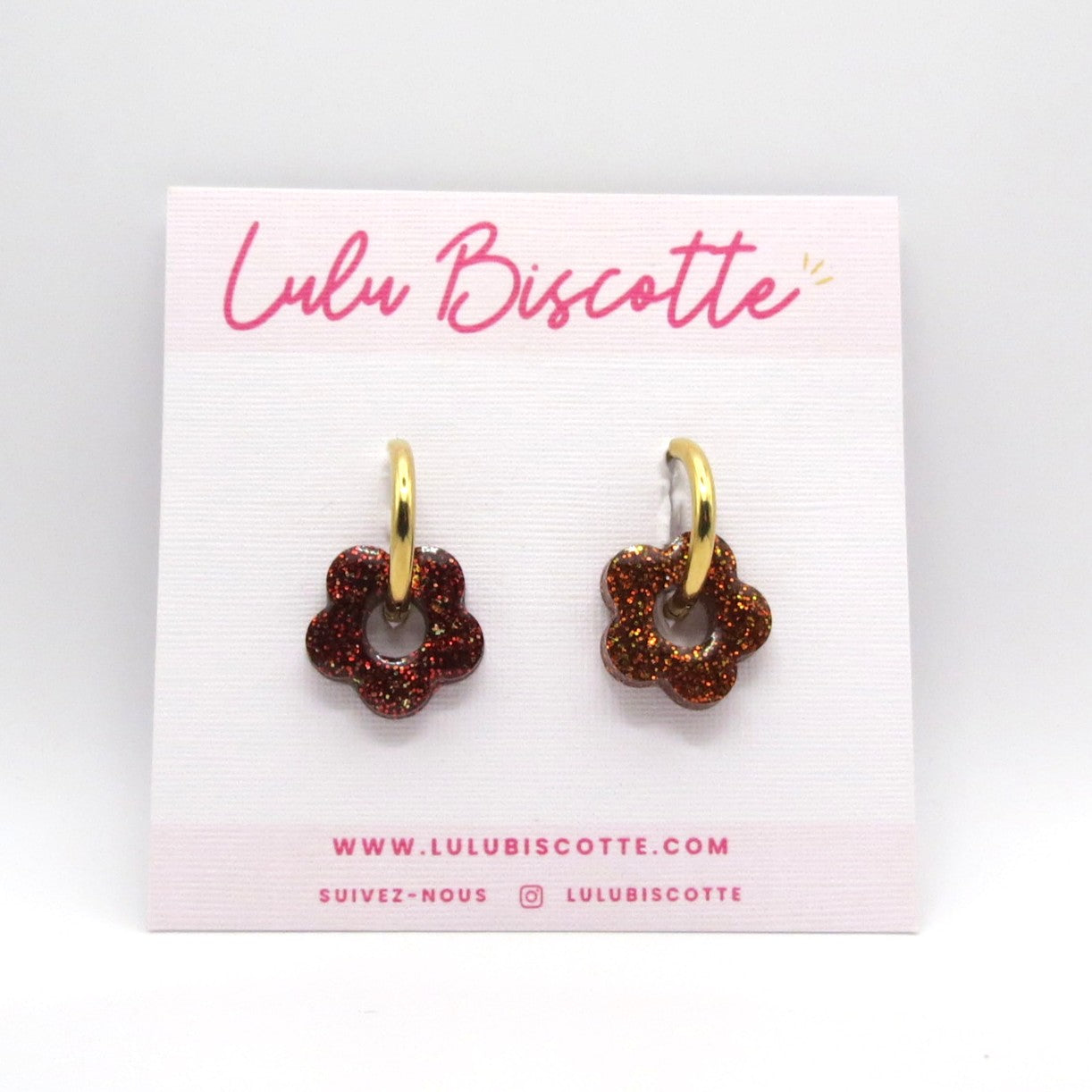 Créoles mini fleurs CHLOÉ - Fushia