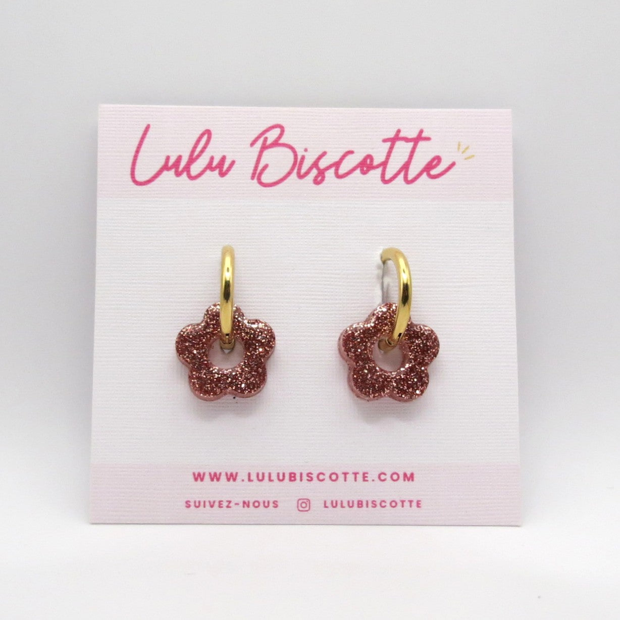 Créoles mini fleurs CHLOÉ - Rose Doré