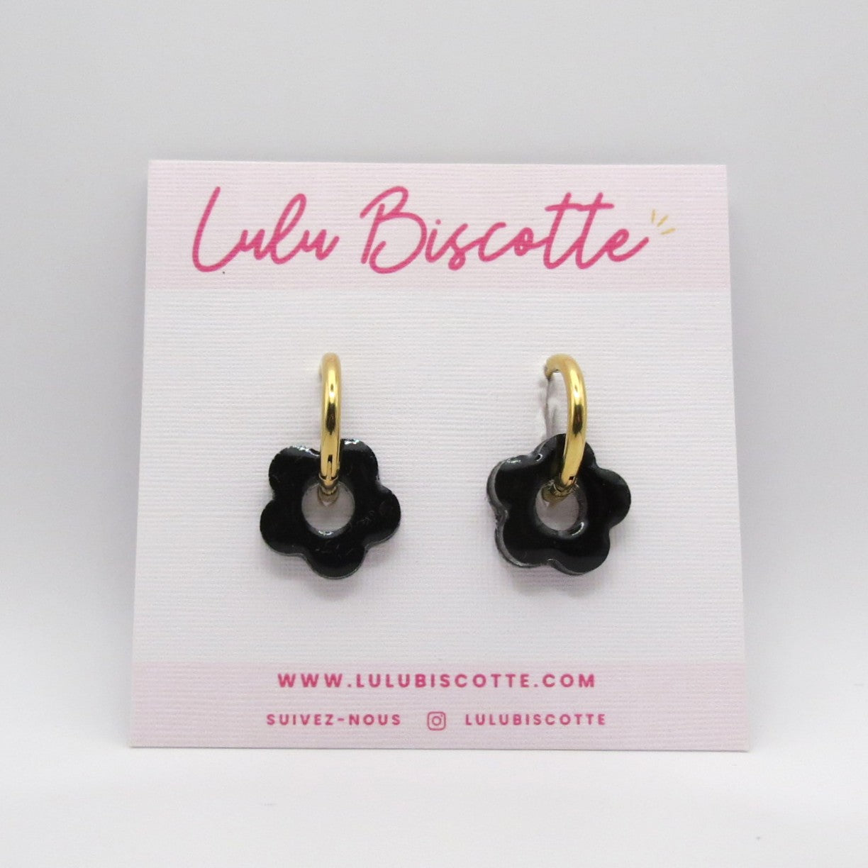 Créoles mini fleurs CHLOÉ - All Black