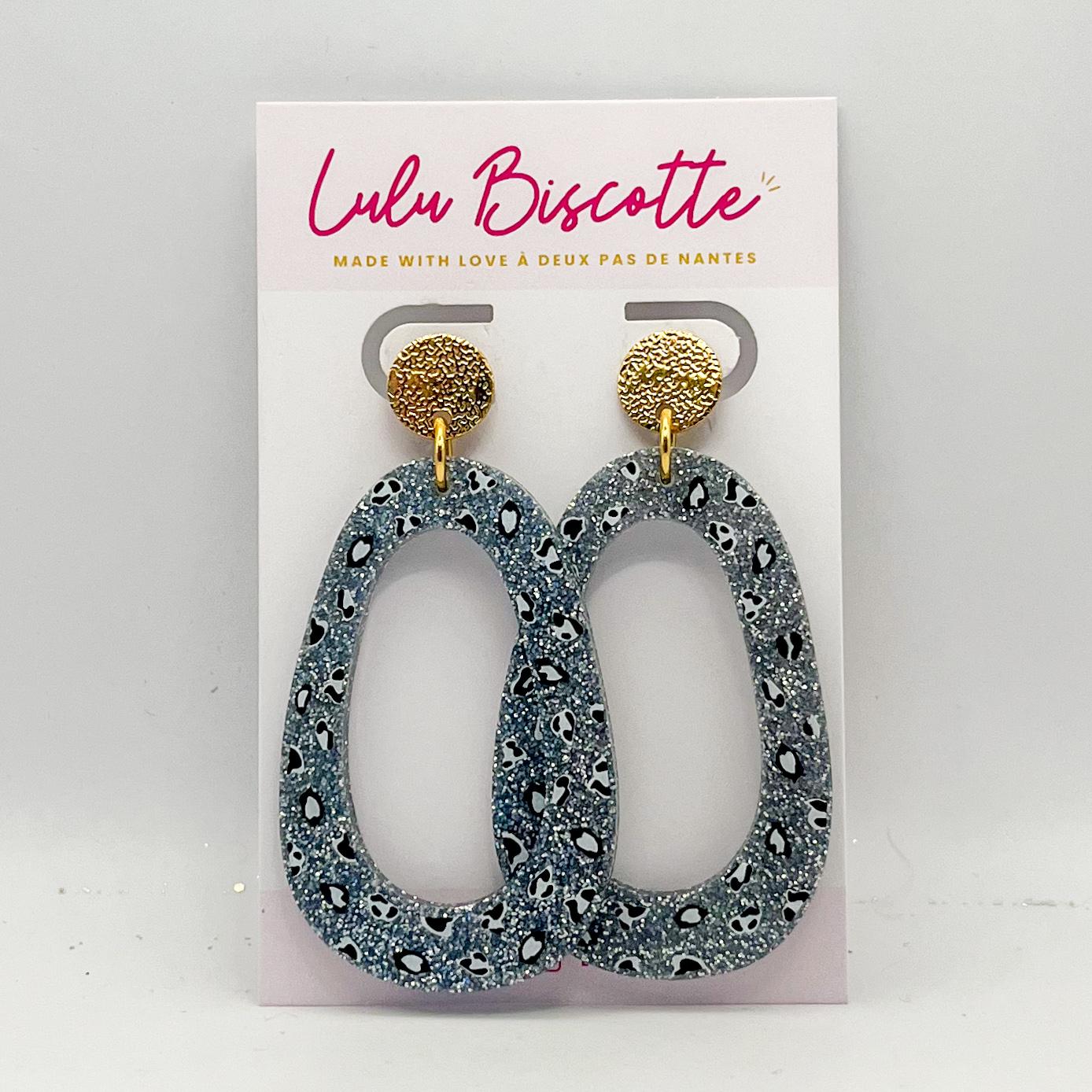 Boucles d'Oreilles UMA - Léopard Argent/Blanc