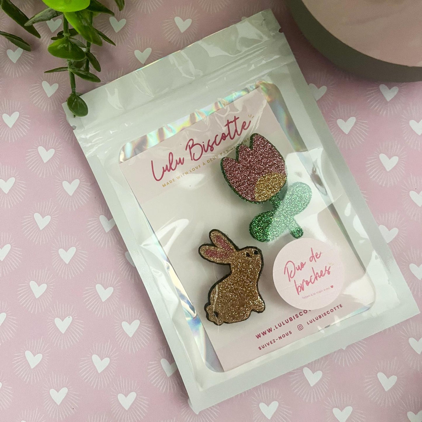 Duo de Broches Lapin/Tulipe