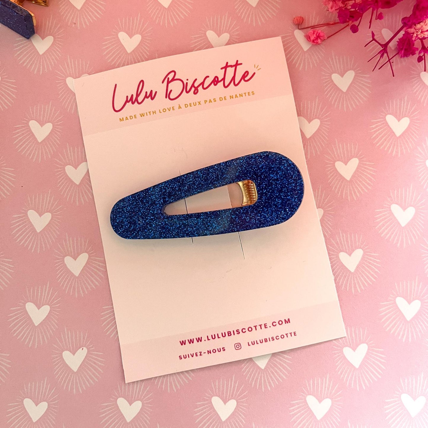 Barrette SUZON - Paillettes bleu
