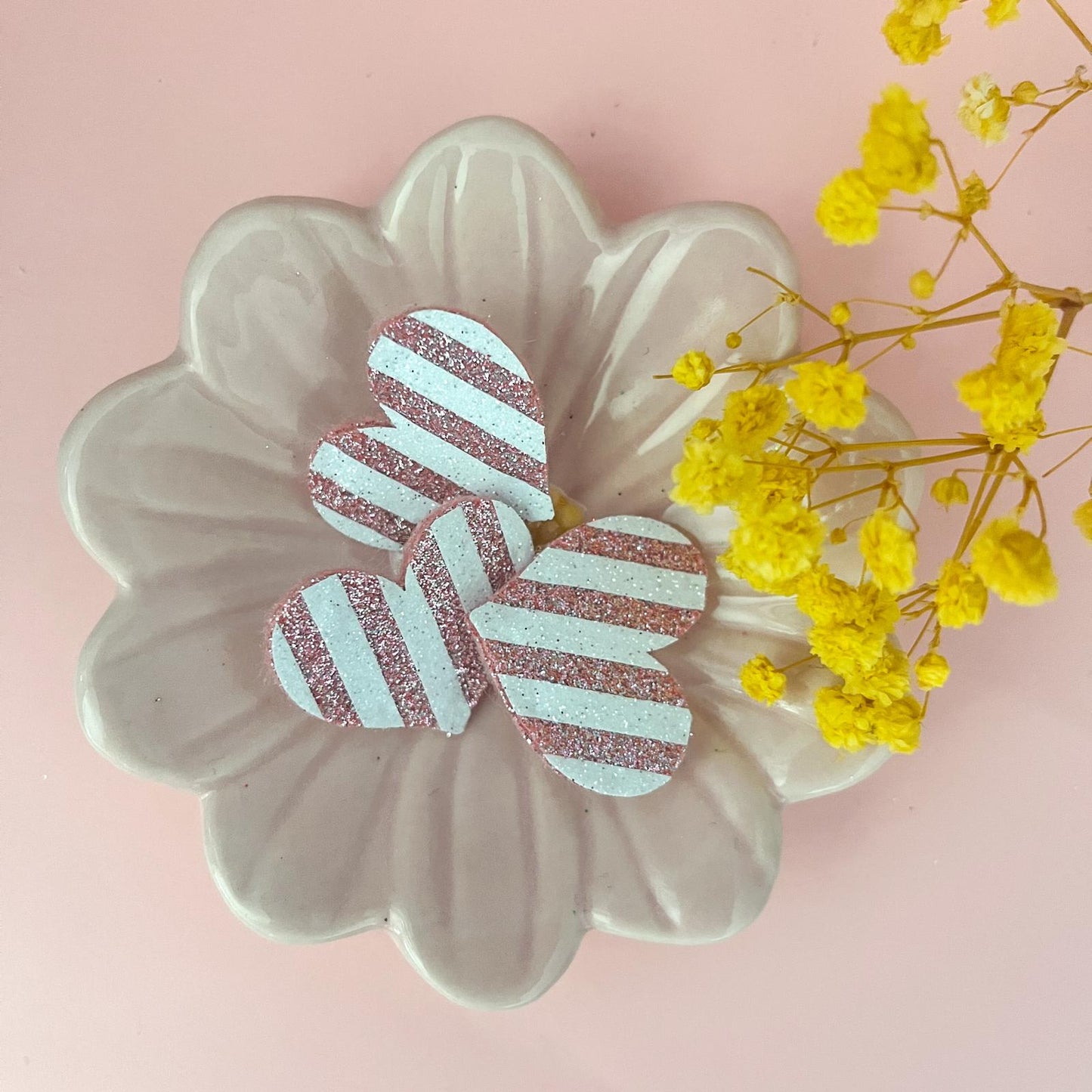 Pin's pailleté COEUR - Rayé rose/blanc