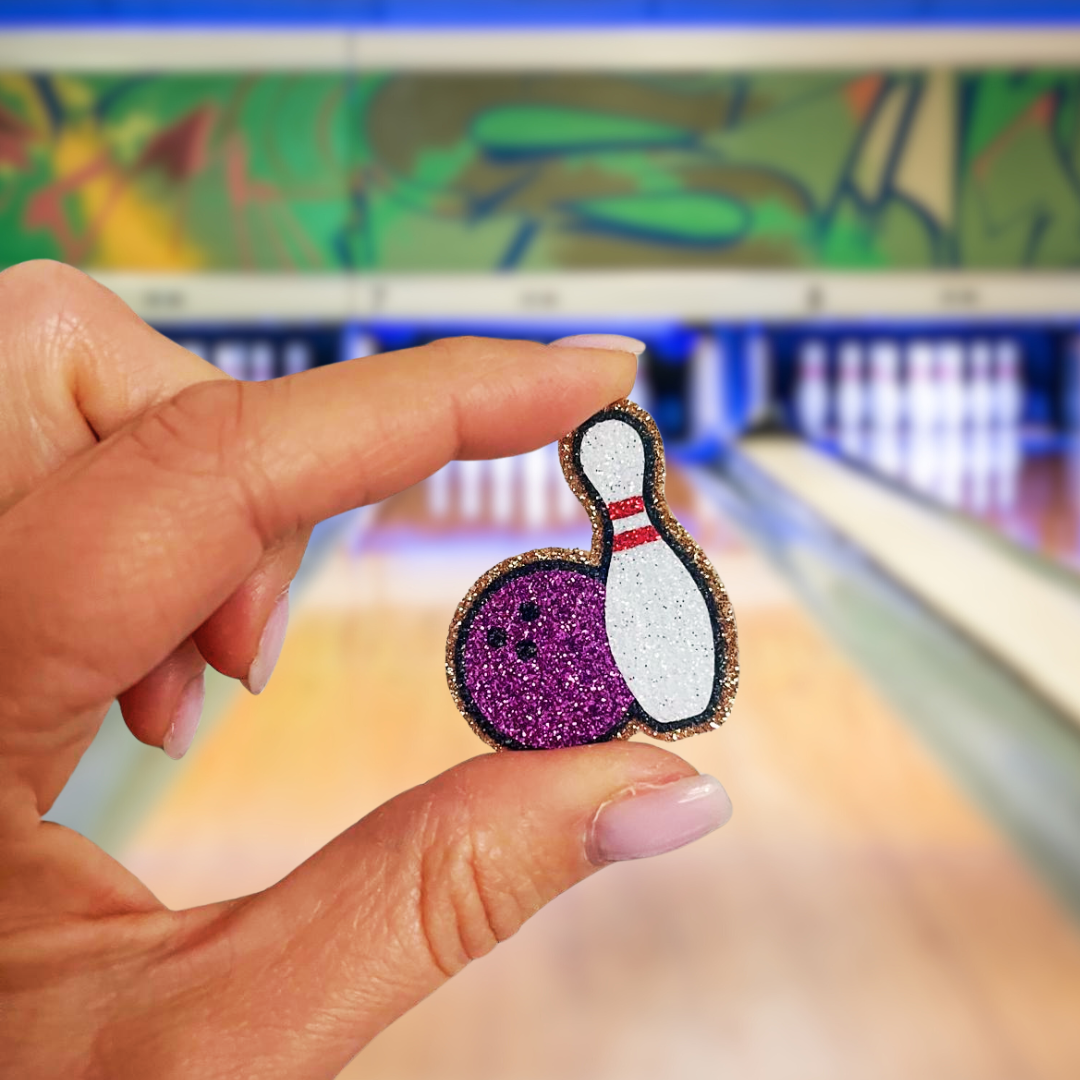 Broche pailletée Bowling "STRIKE"