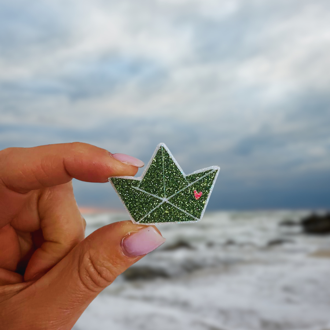 Broche pailletée Bateau "ARTUR"