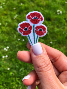 Broche pailletée "Nono, le bouquet de coquelicots »