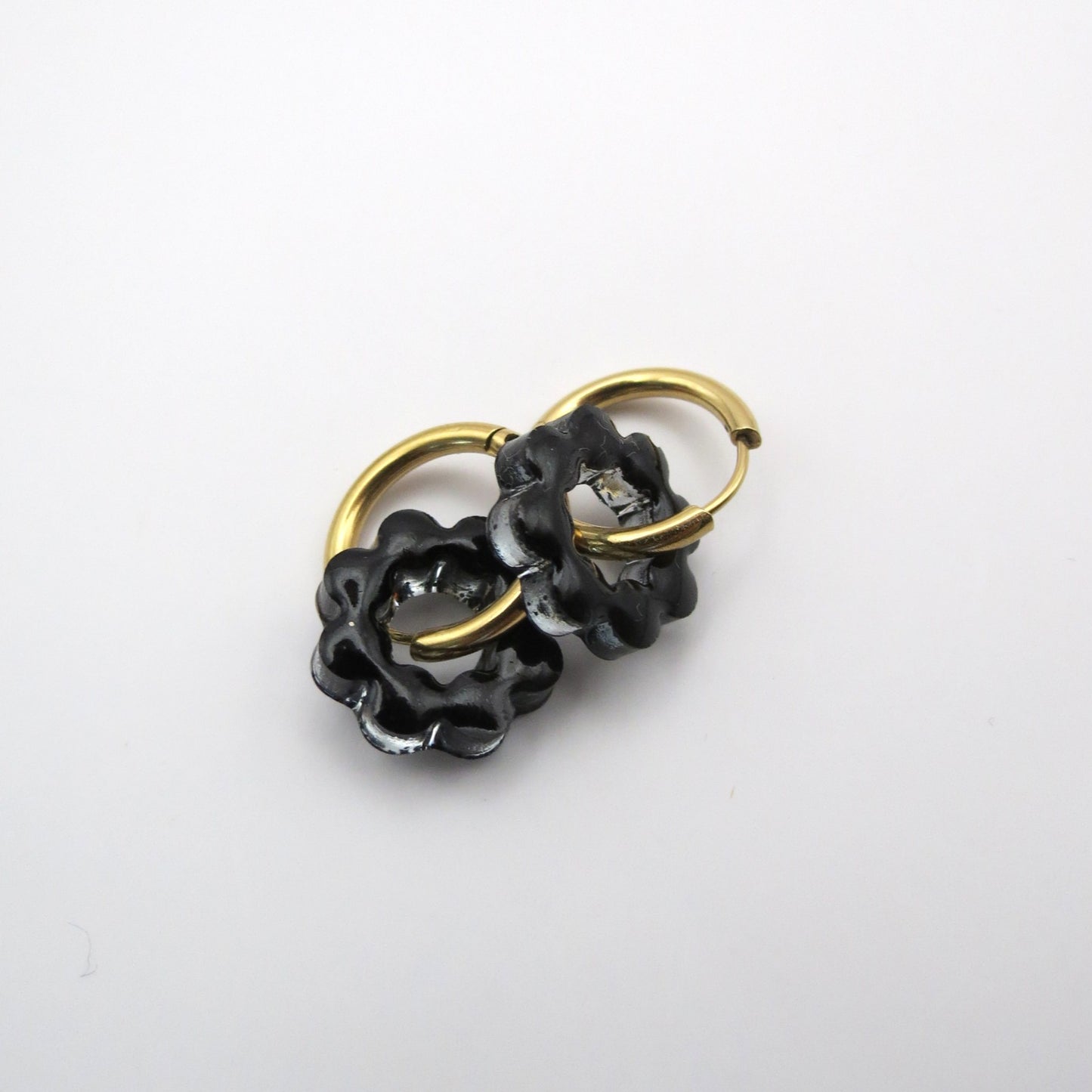 Créoles mini fleurs ALICE - All Black
