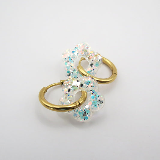 Créoles mini fleurs CHLOÉ - Crystal