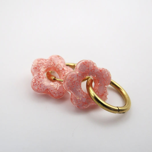 Créoles mini fleurs CHLOÉ - Bubblegum