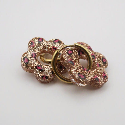 Créoles CHLOE - Léopard Bronze/Fushia