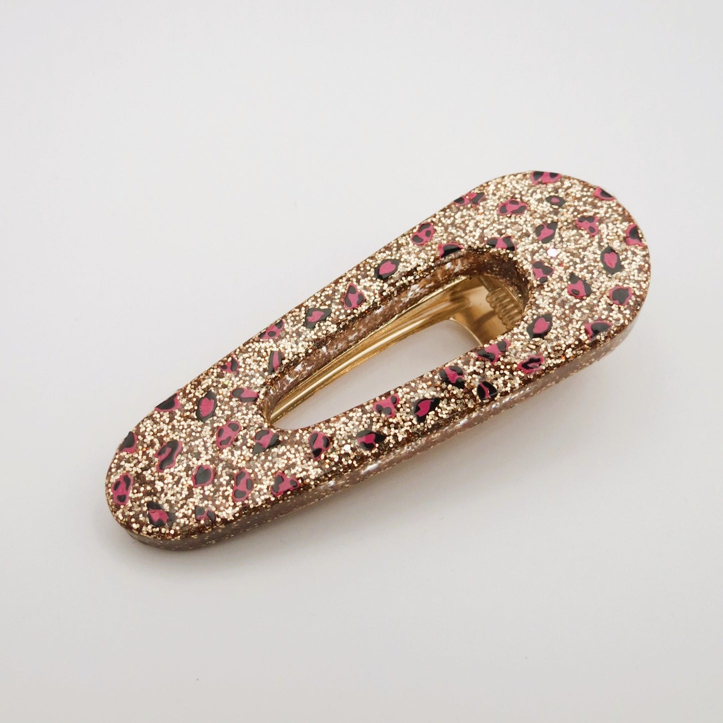 Barrette SUZON - Léopard Doré/Fushia