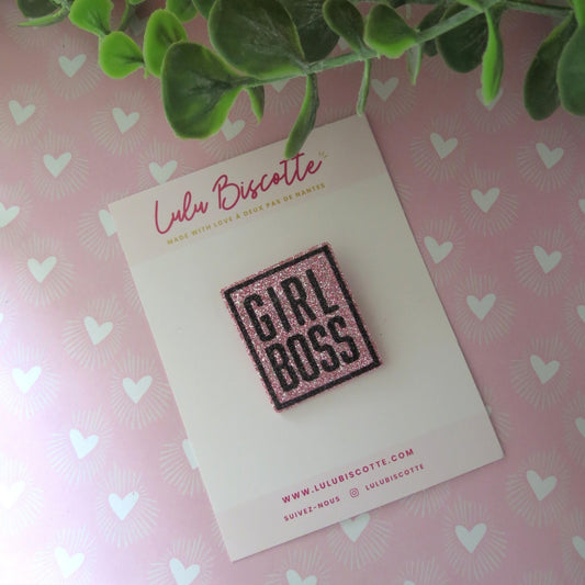 Broche pailletée "GIRL BOSS"