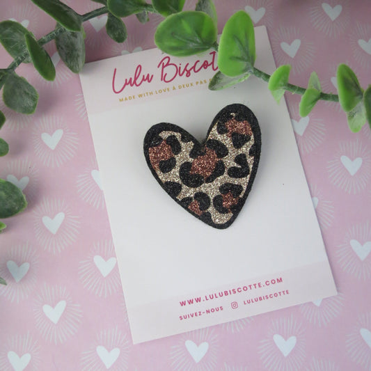 Broche pailletée "EDITH" - Or/Moccha/Noir