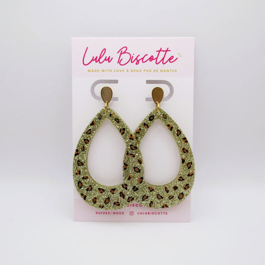 Boucles d'Oreilles MIRA -Léopard Doré/Marron