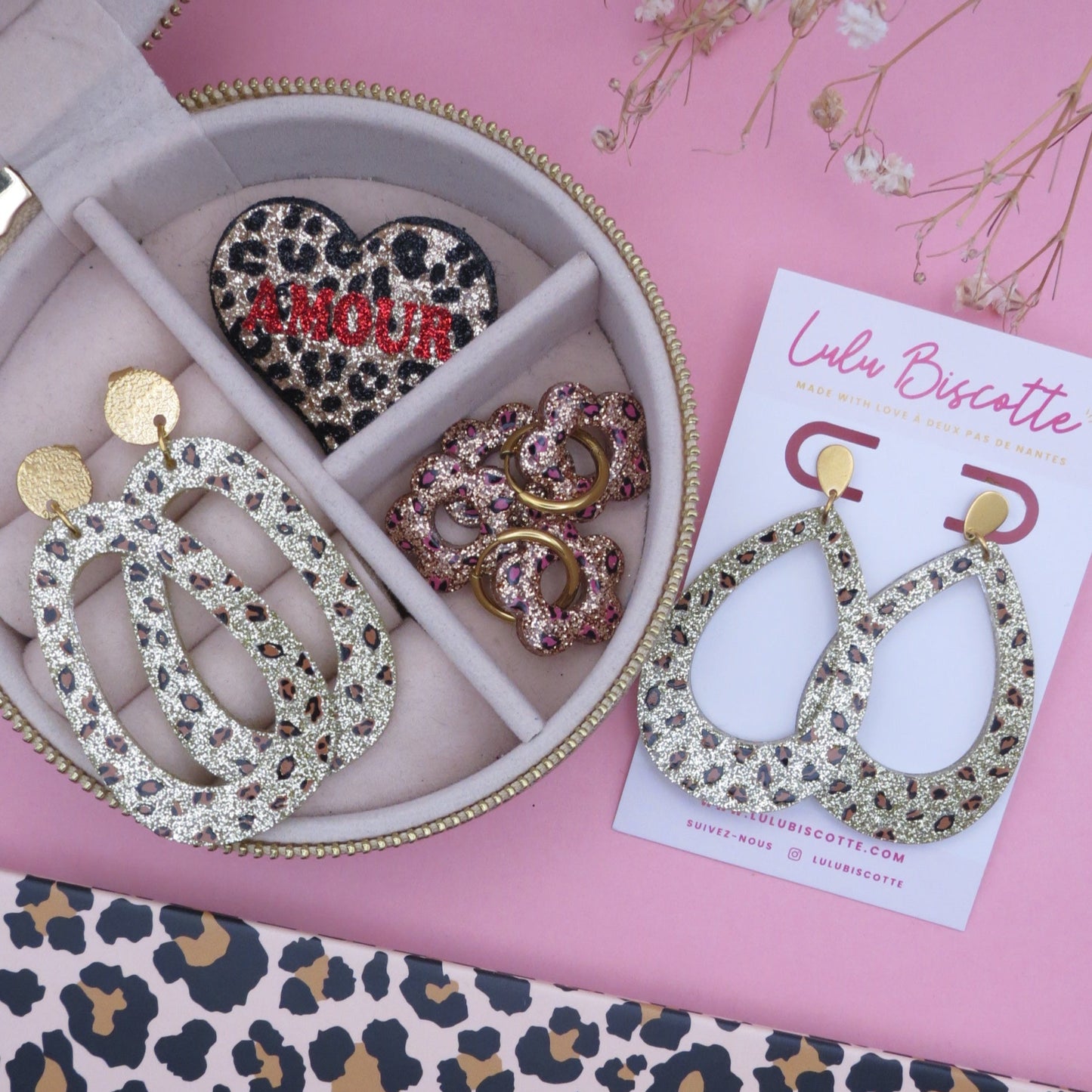 Boucles d'Oreilles MIRA -Léopard Doré/Marron