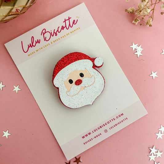 Broche pailletée Père Noël "SANTA"