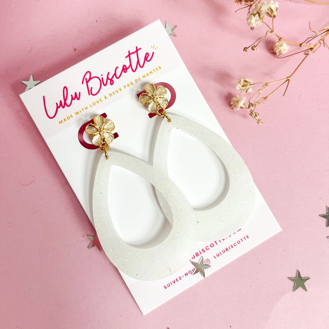 Boucles d'oreilles IRIS- Neige