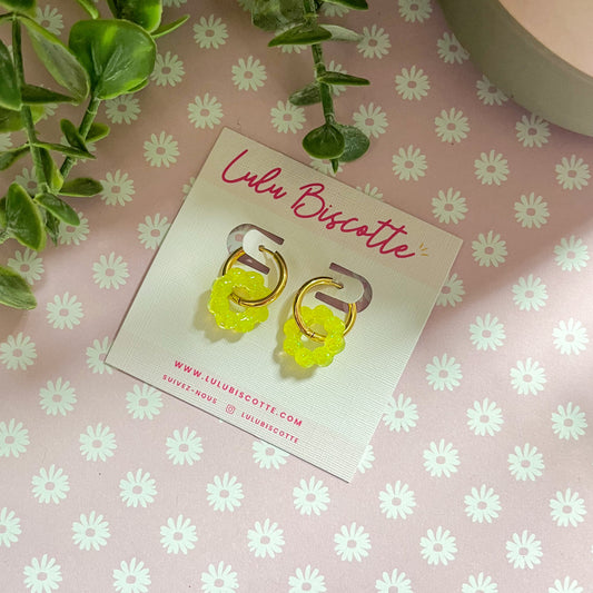 Créoles Mini ALICE - Jaune Néon