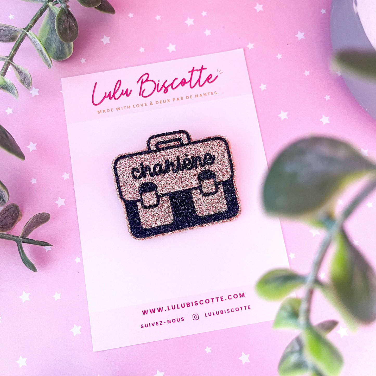 ☆ PERSONNALISABLE ☆ Broche pailletée "CARTABLE"