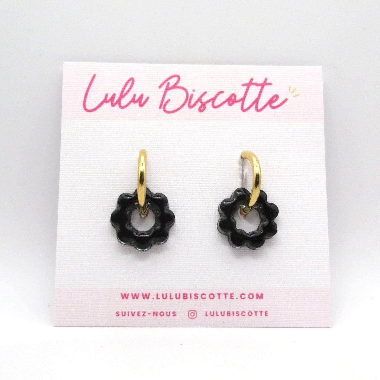 Créoles mini fleurs ALICE - All Black