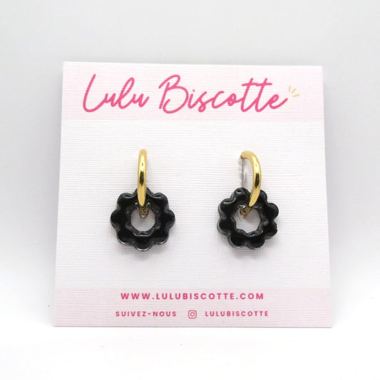 Créoles mini fleurs ALICE - All Black