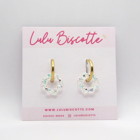 Créoles mini fleurs ALICE - Crystal