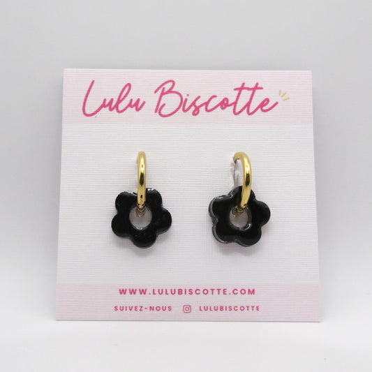 Créoles mini fleurs CHLOÉ - All Black