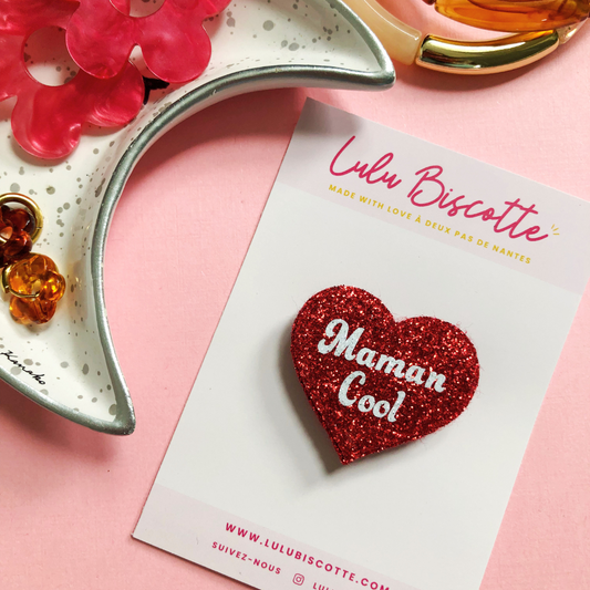 Broche pailletée "MAMAN COOL"
