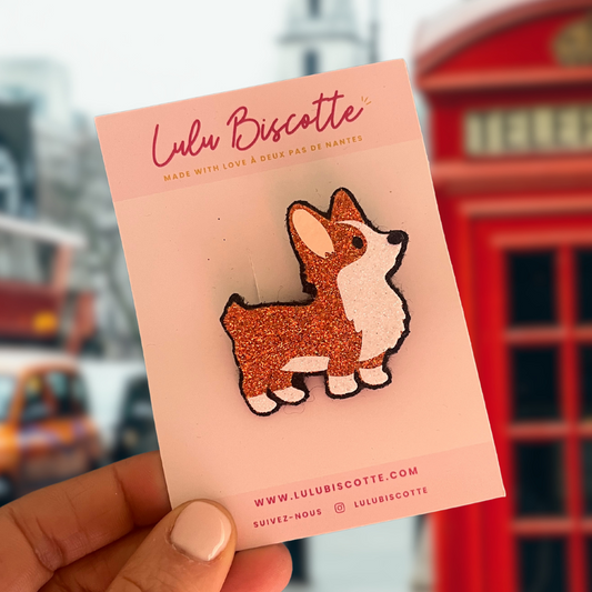 Broche pailletée Corgi "DOOKIE"