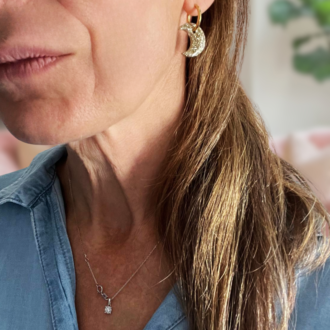 Créoles Lune "SELENE" - Rouge XMAS