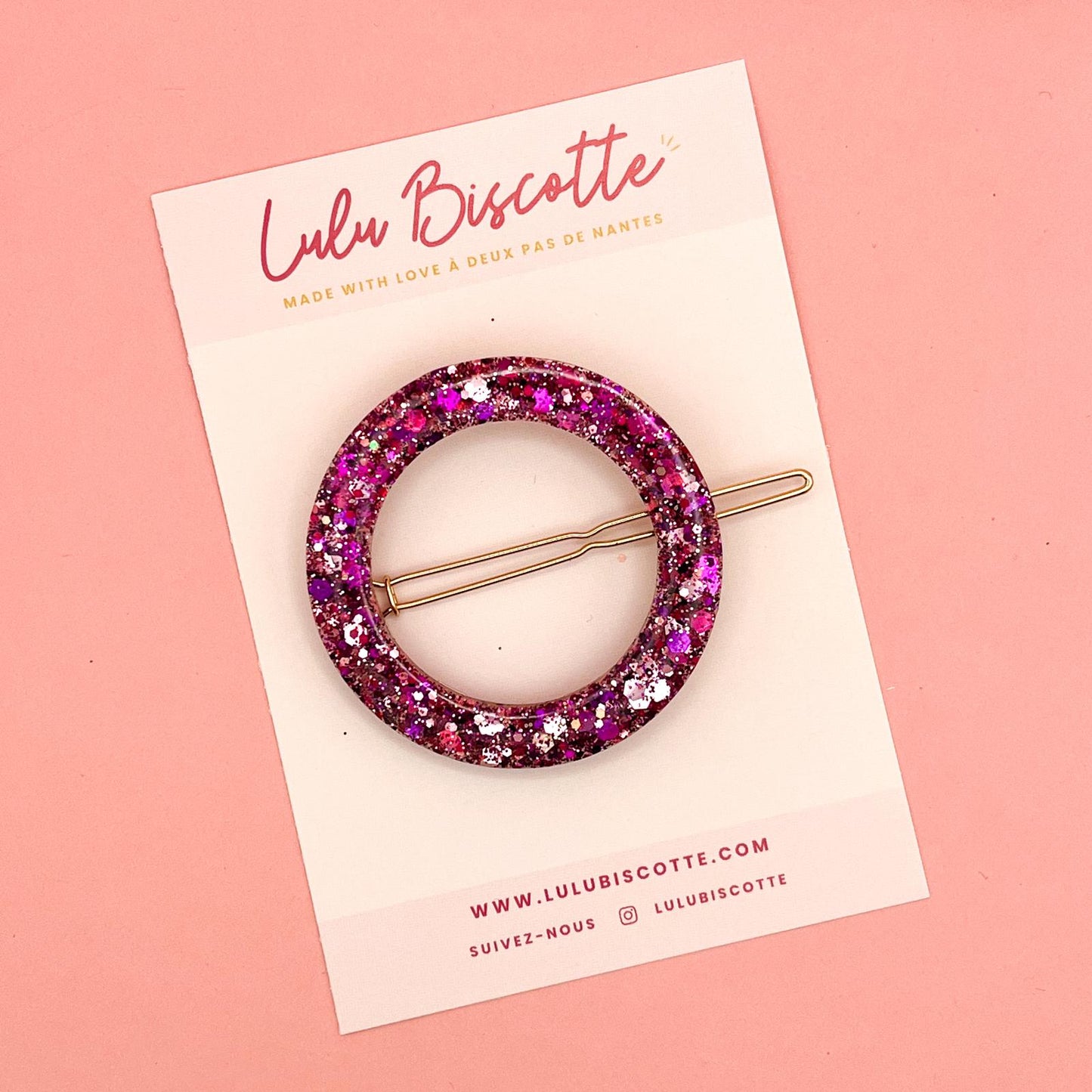 Barrette ronde ALMA - Pink Power