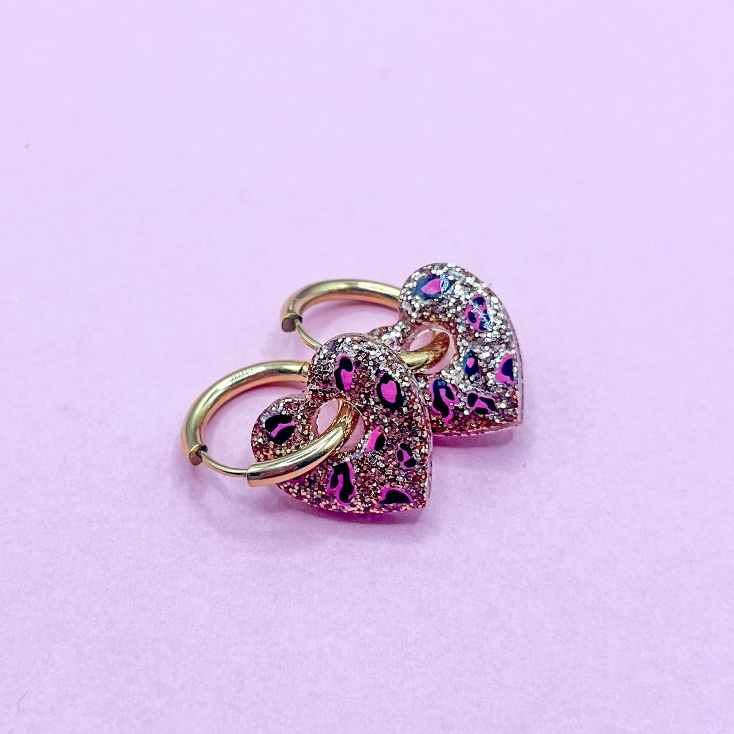 Créoles Mini IDYLLE - Léopard Bronze/Fushia